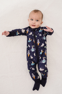 Baby Wearing Space Cats and Dogs Romper Thumbnail