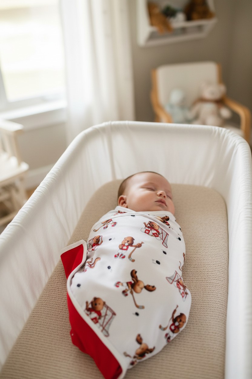 Canadian Hockey Double Layered Swaddle Blanket - Image 2