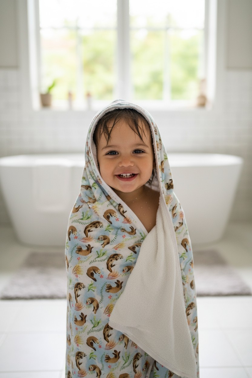 Sea Otter Kids Hooded Towel & Washcloth