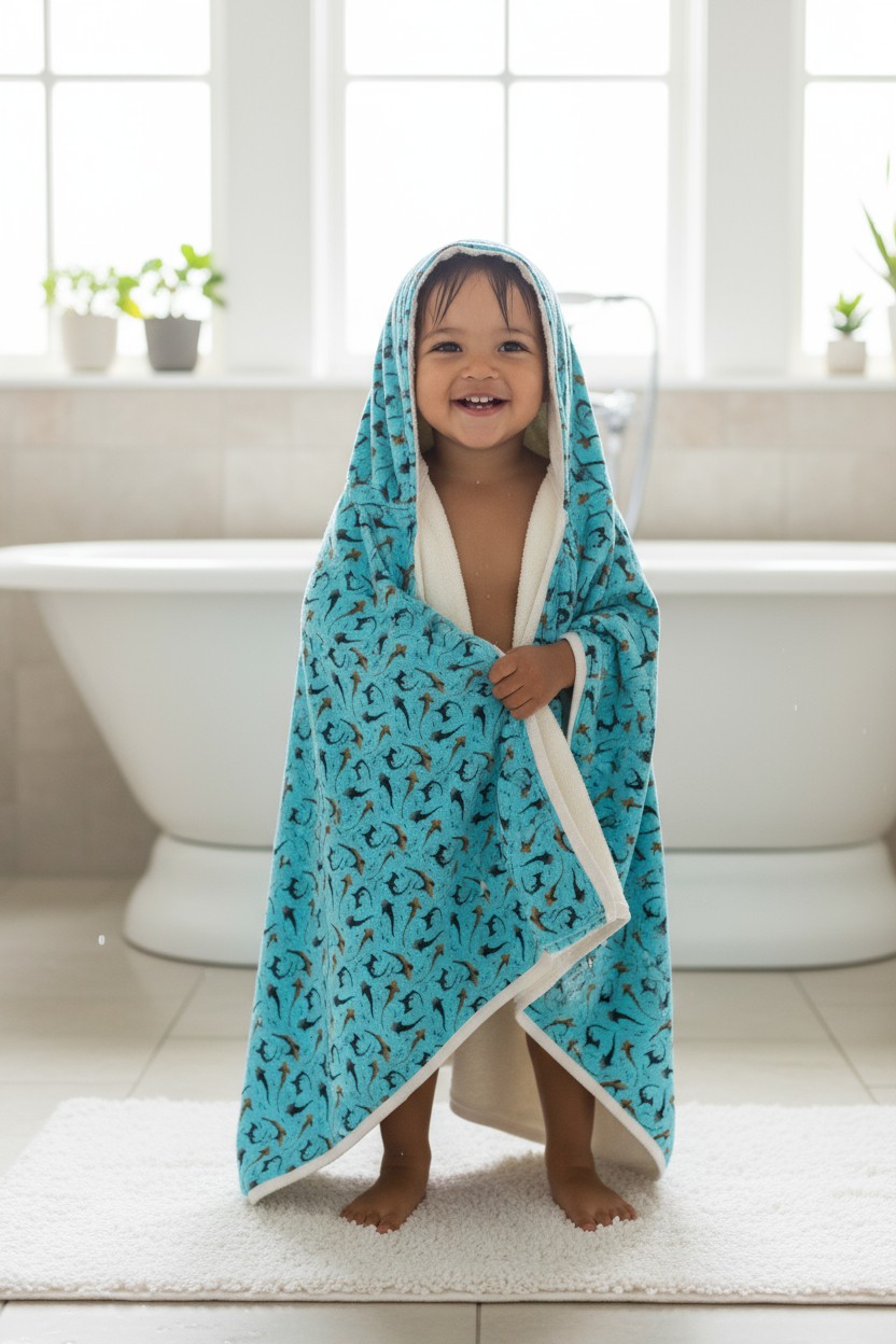 Shark Kids Hooded Towel & Washcloth